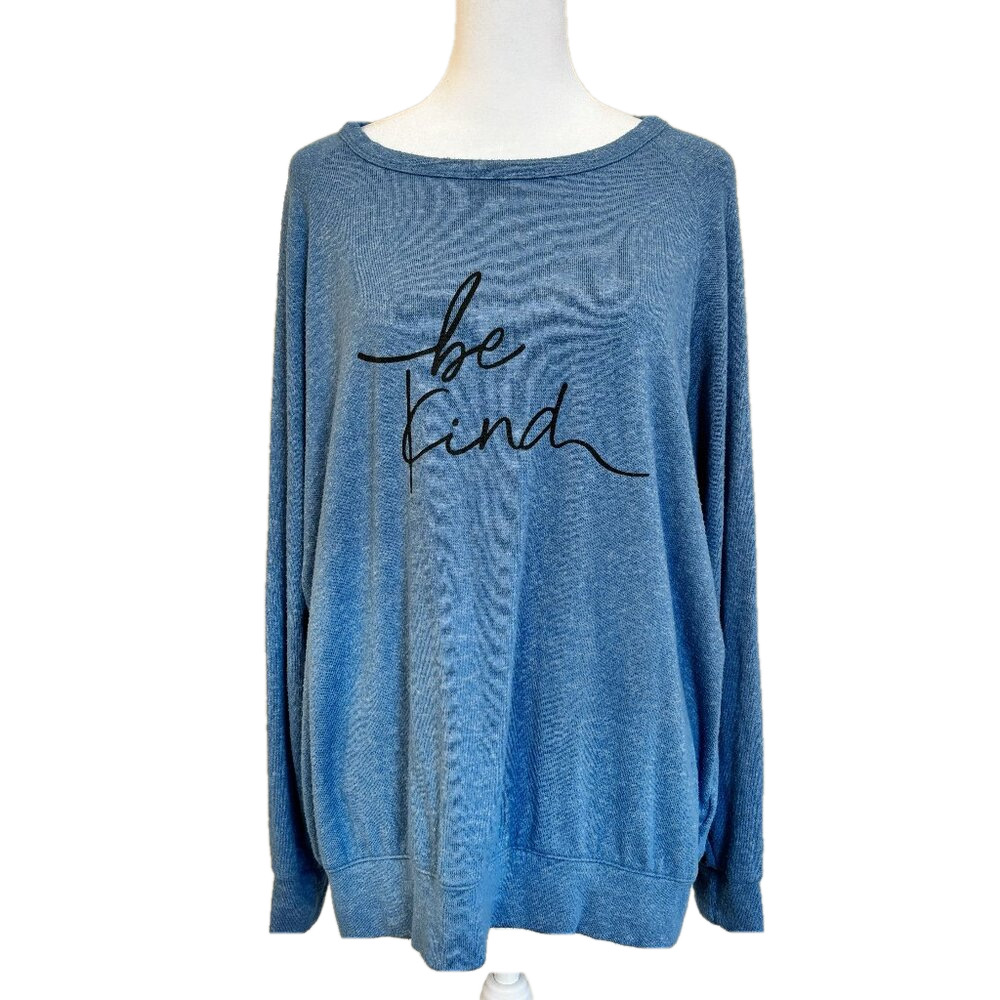Buffalo David Bitten, Blue Long sleeve Sweater, light weight, scoop neck, LRG